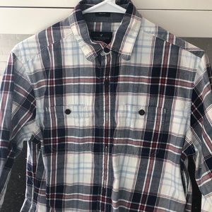 Flannel plaid American eagle button up